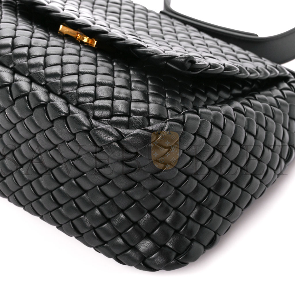 bo*te*ga Ve*ne*ta nappa intrecciato small cobble shoulder bag black (26*21*9cm)